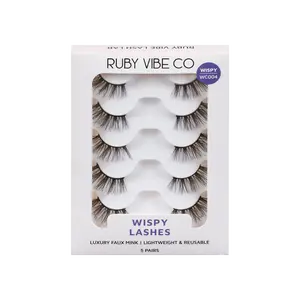 [RUBY VIBE CO] Chic Wisps WC004 Faux Mink Lashes - 5 Pairs Ultra-Lightweight Soft Flexible Band Wispy Look