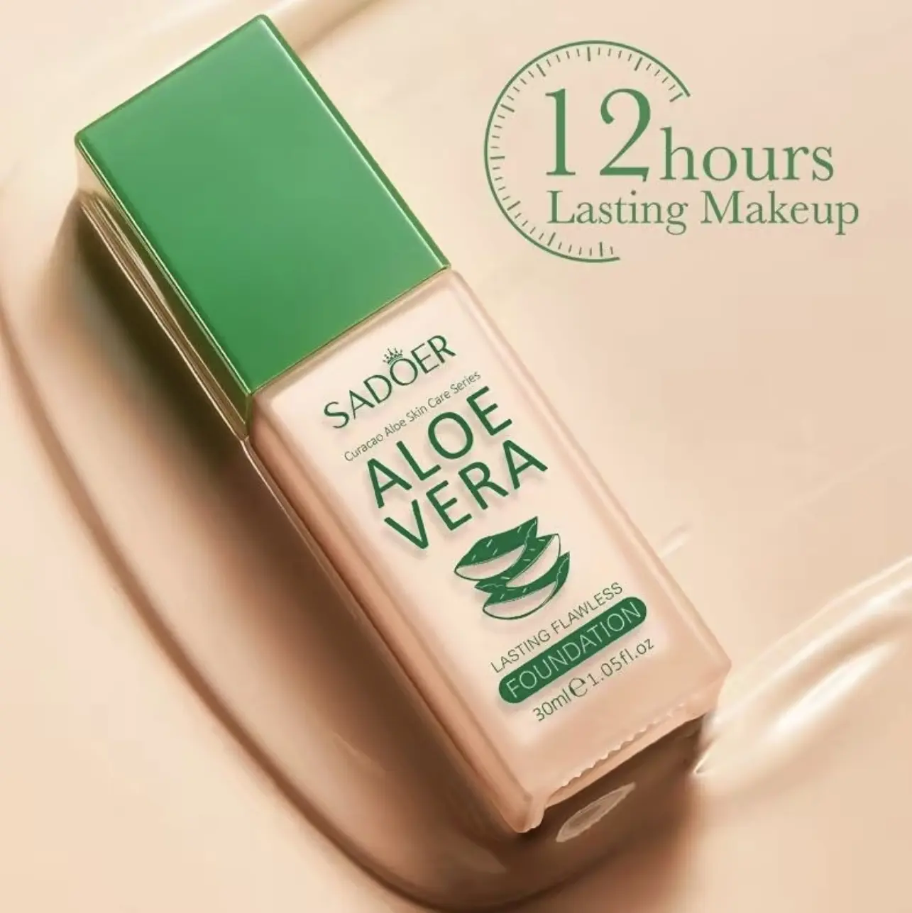 Hydrating Aloe Vera Liquid Foundation - 02# Ivory White Pore Concealer, Weightless Flawless Skin Finish Makeup, Ideal for Youth Makeup Routine, Suitable for All Skin Tones, Long-Lasting Beauty Products, Smoothing, Hydrating Concealer