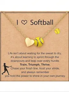 Softball & Soccer Sports Pendant Necklace, Inspirational Athlete Jewelry, Cute Exquisite Design, Ideal Couple & Fan Gift