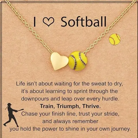 Softball & Soccer Sports Pendant Heart Shaped Necklace, Inspirational Athlete Jewelry, Cute Exquisite Design, Ideal Couple & Fan Gift, Jewelry Gifts