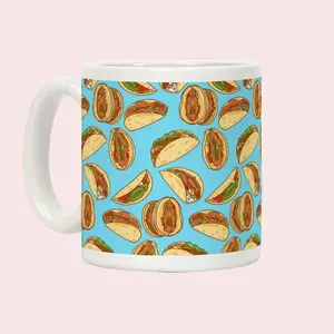 Taco Pattern Coffee Mug Printed All Over Made For Reuse