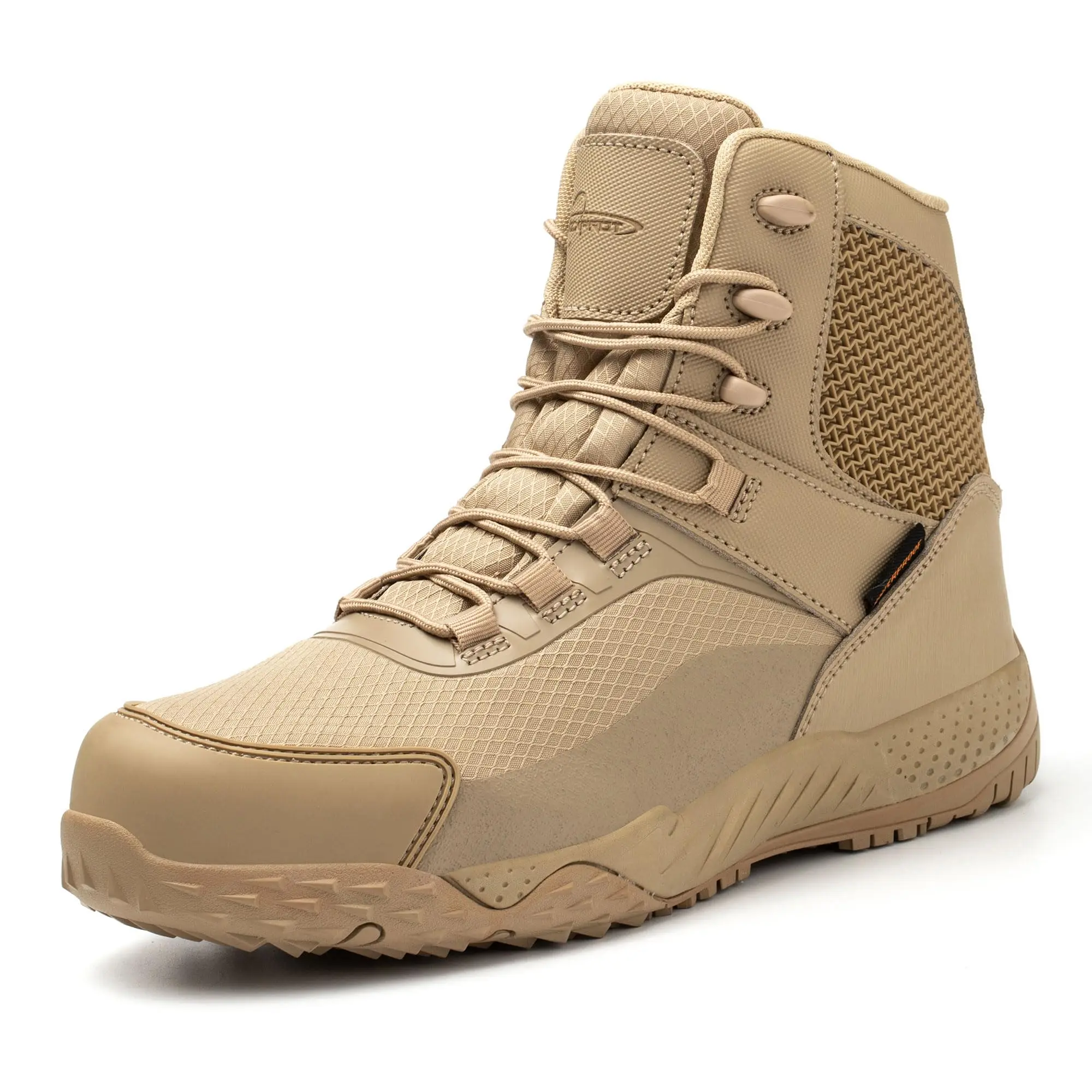 AZXPROT Men's 6-in Premium Waterproof Tactical Combat Boots - Leather & Nylon, Buckle & Laces, Round Toe, Hard Rubber Wrap for Outdoor Camping, Hiking, Law Enforcement Work & Safety Footwear