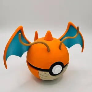 Dragonite-Inspired 3D Printed Poke Ball Pre Built Collectible