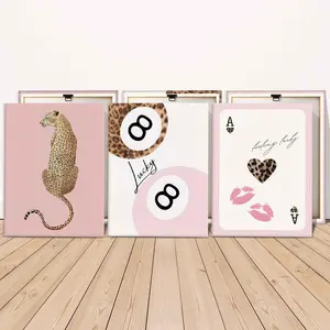 3-Piece Modern Art Canvas Prints, Lucky Number 8 Poster, Solid Wood Frame, Waterproof Wall Decor for Living Room & Bedroom