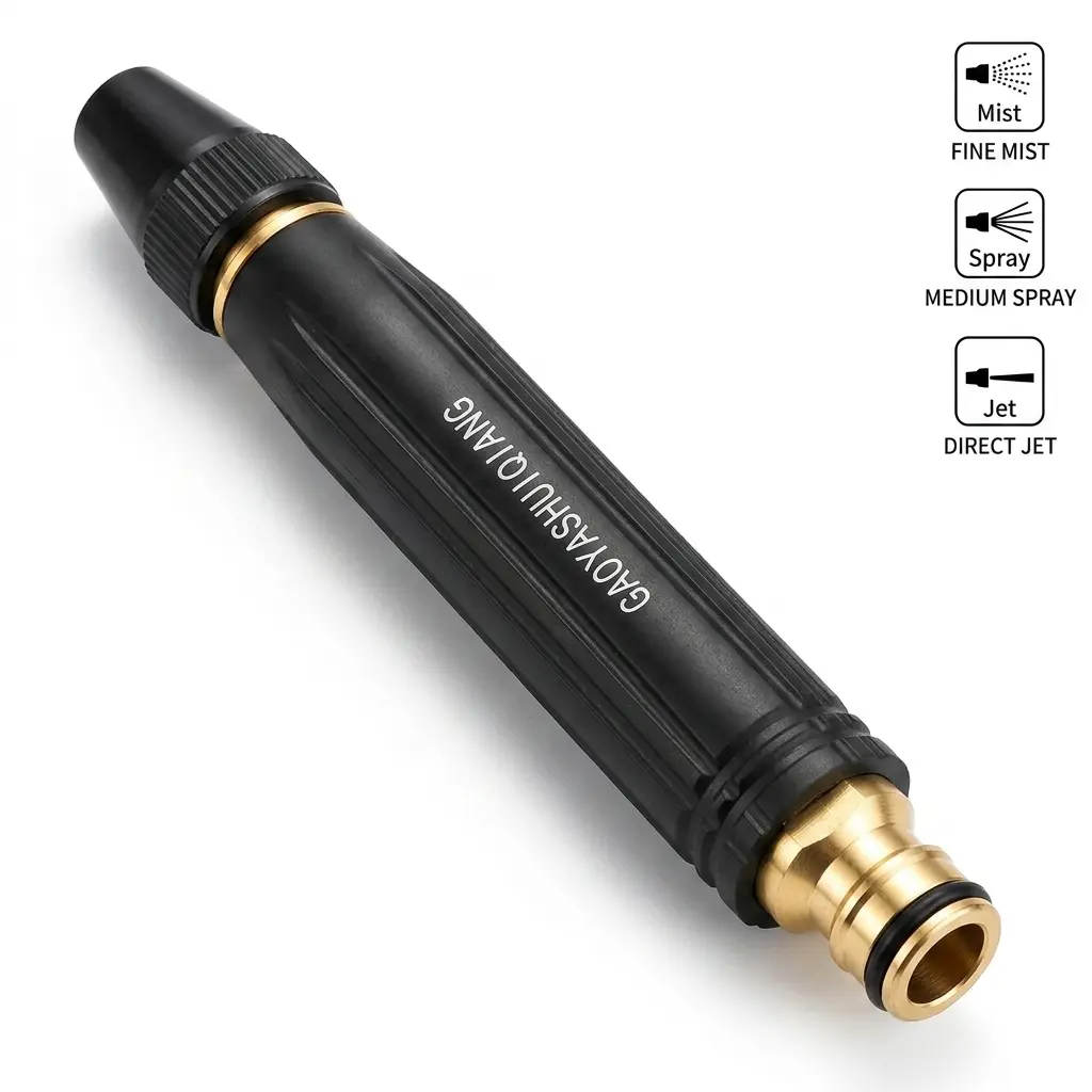 Heavy Duty Brass Fitting High Pressure Hose Nozzle, Rust Proof Long Lasting Garden Spray Gun, Anti-Crack Thickened Body Water Wand with Anti-Slip Handle, Leak Free Durable Spray Nozzle for Car Wash Garden Watering Outdoor Cleaning