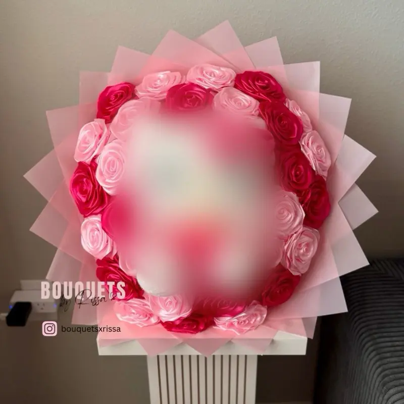 Kitty Eternal Rose Bouquet - hot pink, baby pink, plush