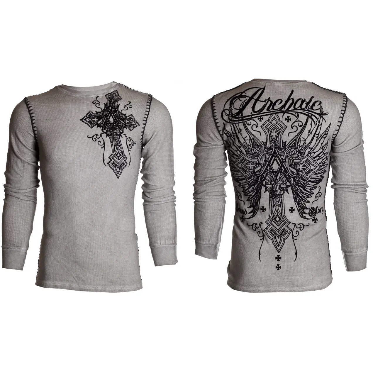 ARCHAIC Men's Dead Redemption Graphic T-Shirt - Casual 100% Cotton Long Sleeve Thermal Crew Neck Top, Round Neck