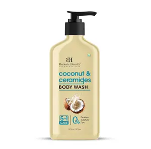 Botanic Hearth Coconut & Ceramides Body Wash – Hydrating Shower Gel for Soft, Smooth Skin, 5-in-1 Gentle Cleanser, Sulfate & Paraben Free – 16 fl oz