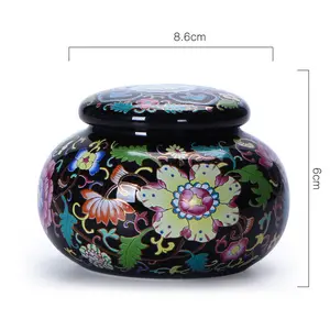 Medium-Sized Cremation Urn Funeral Urn for Pet Ashes Ceramics Hand-Painted-Display Burial Urn at Home or in Niche at Columbarium