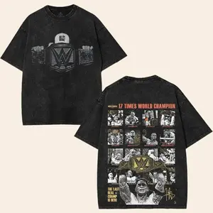 John Cena 17 World Champion Oversize Unisex Acid Wash Tee – WWE Legend Streetwear, crafted for fearless icons Cotton graphic tee t-shirt oversized unisex classic fan gift top Fabric Menswear casual wrestling shirt wwe fan cenashirt
