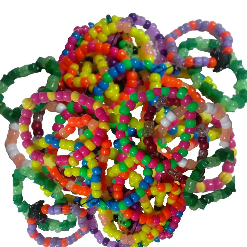 100 Mystery Kandi Single Bracelets With Pony Beads Could have letters, Animals, Hearts, Stars EDC