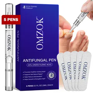 OMZOK nail essence pen set of 5, Nail Care Serum, Nail Strengthener, contains 25% undecylenic acid, improves nails, suitable for nail discoloration, cracking, and delamination care, new formula, gentle and non-irritating, Nail Care Solution