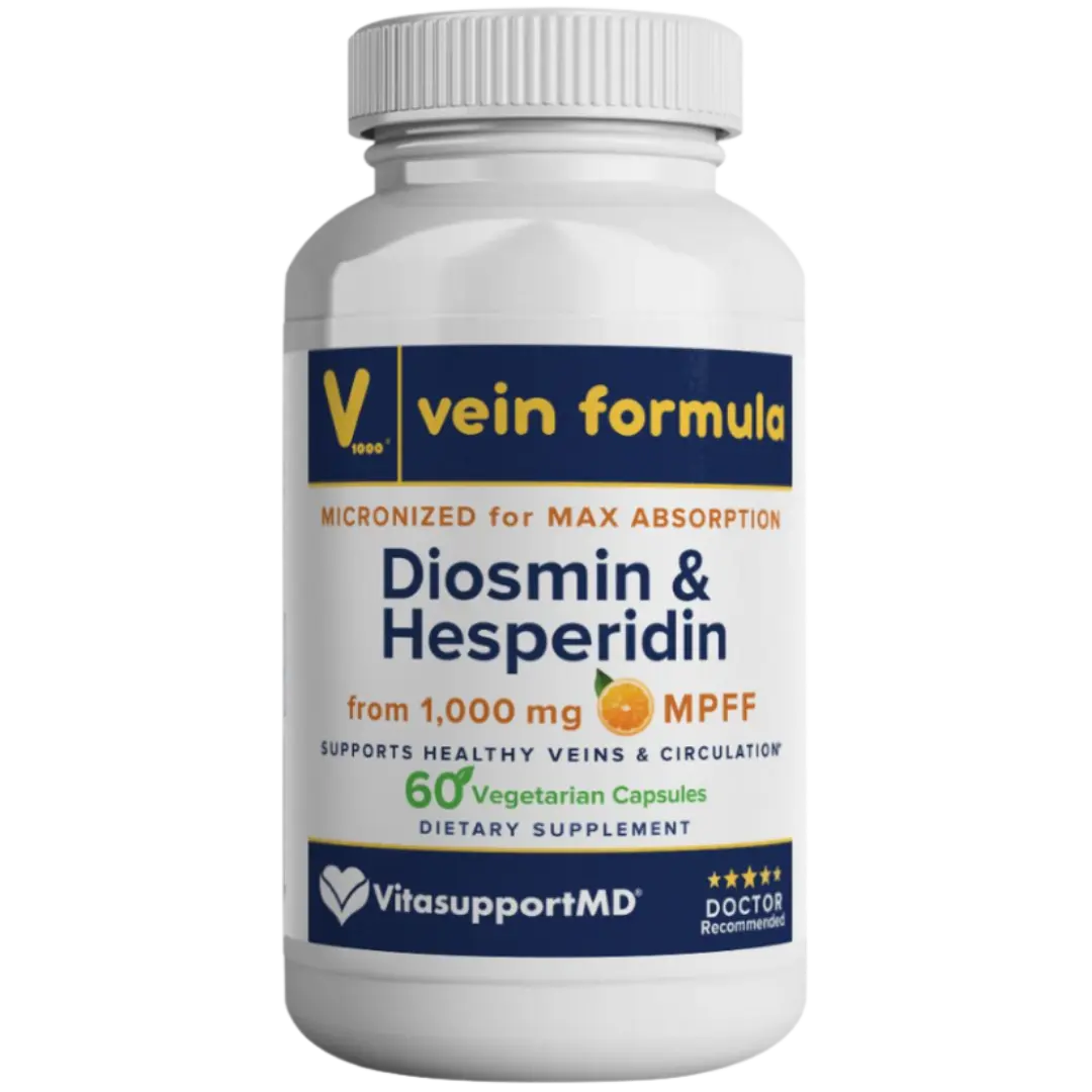 Vein Formula Diosmin Hesperidin 1000mg for Leg Vein & Circulation Support Dietary Supplement, Doctor-Formulated, Micronized for Improved Absorption, 60 Capsules