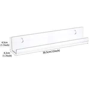 4pcs Transparent Acrylic Wall-Mounted Display Rack for Nail Polish, Magazine Organizer and Storybook Holder, Versatile Wall Storage Solution