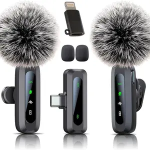 Wireless Lapel Microphone, Mini Clip-On Mic with Mute/negative Feedback/cancellation, Compatible with iPhone Android Camera Computer Laptop