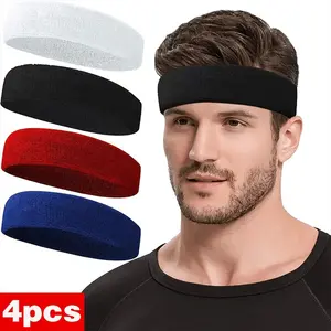 4pcs Sweat-Wicking Sports Headbands, Unisex Running Yoga Cycling Outdoor Fitness Gear, Moisture Wicking Hair Tie for Men Women