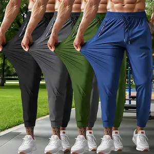 Men’s 4-Pack Ice-Cool Breathable Athletic Pants - Uncuffed Ultra-Stretch Performance Slimming Joggers for Everyday Wear, Uncuffed Men's Pants, Performance Men's Pants