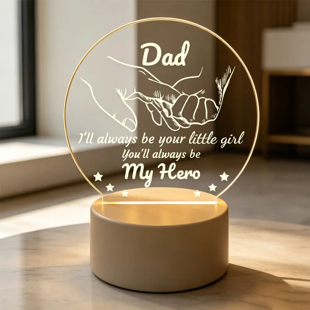 Acrylic Night Light - Lighted Decorative Home Festive Piece, Father's Day Birthday Gift for Dad from Daughter, Father's Day Gifts, Lighted Decorative Lights