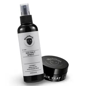 BlackMask Sea Salt Spray & Hair Clay Bundle - Natural Volume & Matte Finish for Textured Defined Looks with Lasting Hold