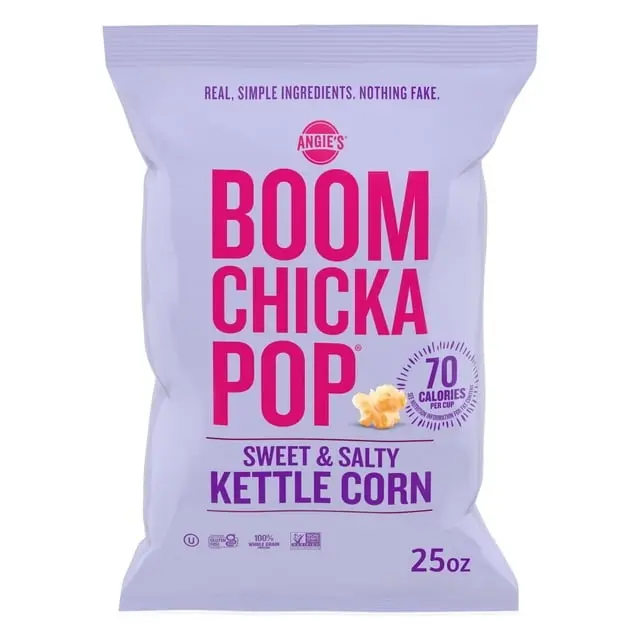 Angie’s BOOMCHICKAPOP Sweet & Salty Kettle Corn, 25 oz – Non-GMO, Gluten-Free Popcorn, Light Crunchy Snack, Family Size Bag