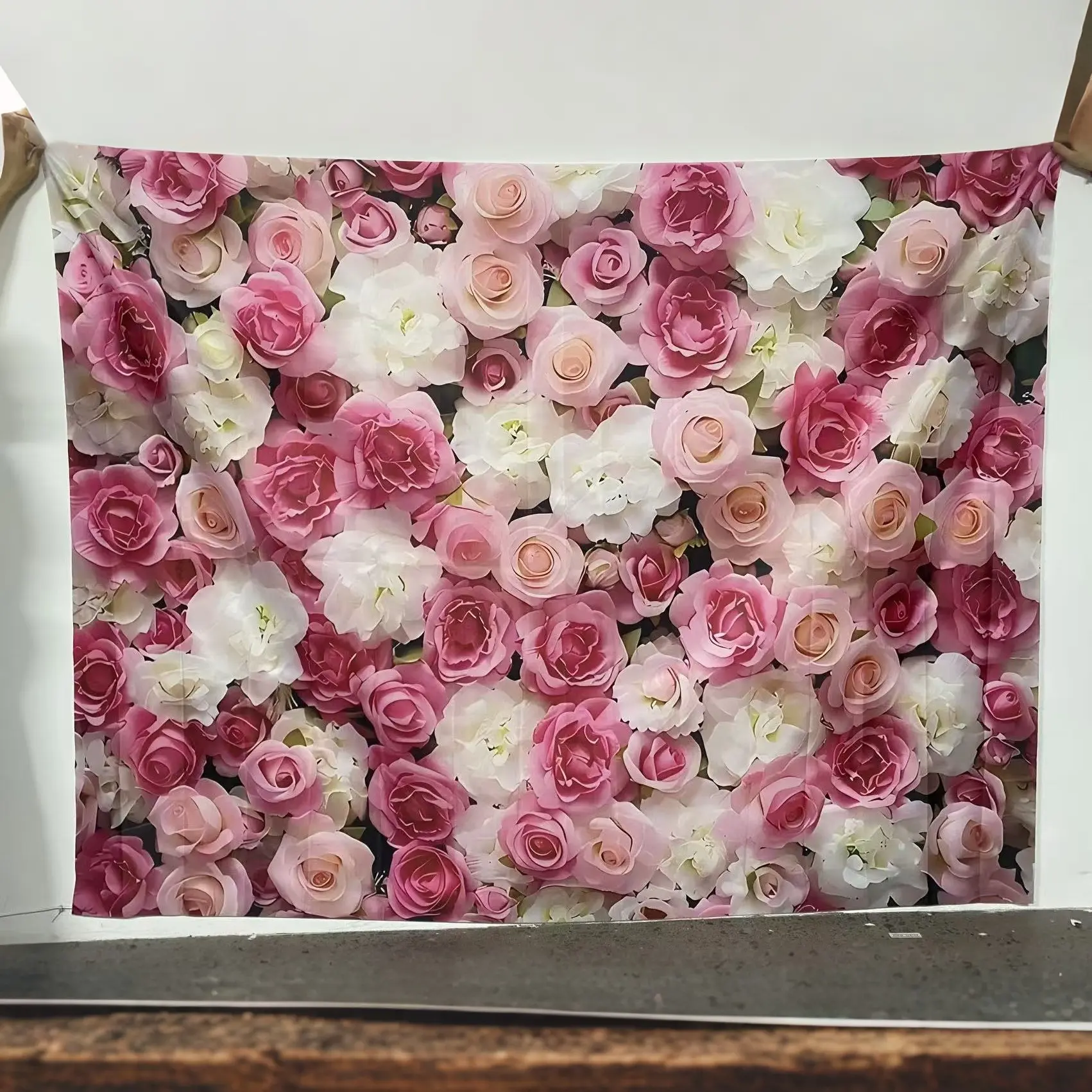 Flower Pattern Party Backdrop, Wedding Party Backdrop, Floral Pattern Party Banner, Photo Props Background Cloth, Polyester Photoshoot Backdrop, Polyester Fabric Backdrop, Indoor & Outdoor Background Decoration, Ornaments, Indoor Backdrops