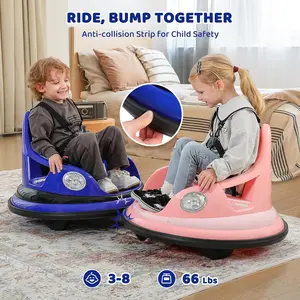 Dripex 12V Bumper Car for Toddlers, Kids Electric Ride-On Toys W/Remote, 2 Speeds, 360° Spin, LED Lights, Music & DIY Stickers, Gift for 3-6 Boys Girls
