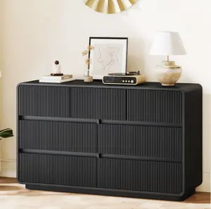 7 Drawer Dresser for Bedroom, Wooden Chest of Drawers for Closet, with Wide Top, Smooth Glides, for Living Room, Hallway, Kids Room, Black