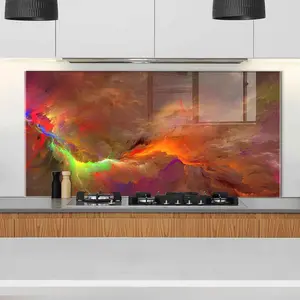 GCKG Fancy paint Background consists of fractal color texture Tempered Glass Kitchen Backsplash, Stove Back Cover, Stove Splashback, Cutting Board, Kitchen Wall Decor