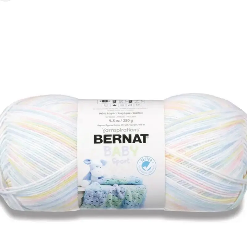 1 Roll of Bernat Baby Sport Yarn - 100% Acrylic - 9.8 oz / 280 g - Pastel Stripes - Perfect for Baby Projects