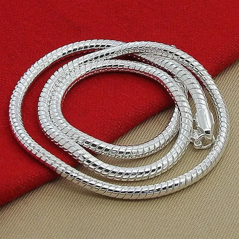 20-60cm 925 Sterling silver 3mm Snake Chain Necklace Bracelet For Woman Man Wedding Engagement Jewelry charms cute