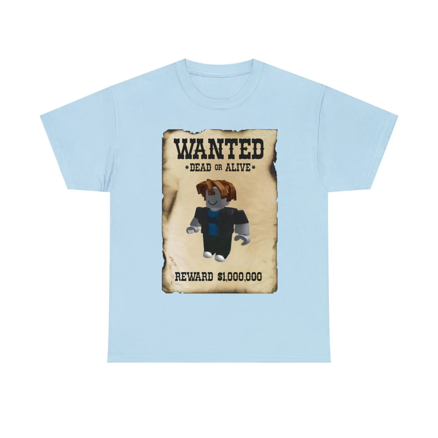 Roblox bacon hair cowboy wild west wanted poster Unisex Heavy Cotton Tee Adult and Youth Unisex Cotton Crew Tee