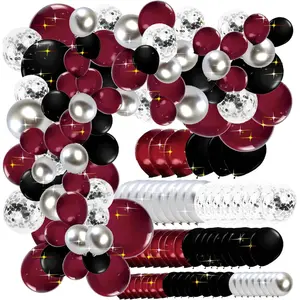 Graduation  Decorations Maroon Black 2025/Burgundy Graduation Decorations Class of 2025/Burgundy Black Balloons/114Pcs Burgundy  Balloon Birthday Wedding/Maroon Birthday