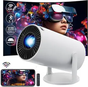 【Built-in Apps】Mini Projector: 1080P/4K/Full HD, WIFI 6/Bluetooth 5.2, 270° rotation, portable, auto keystone, works with phones/HDMI/USB — White. Audio Cable Chargeable