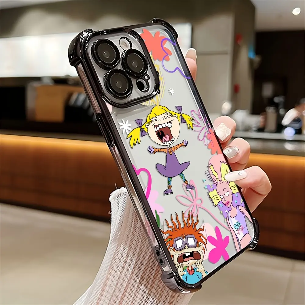 R-Rugrats Themed Smartphone Casing, Shockproof Transparent Soft Phone Case Accessories for iPhone 16,15,14,13,12,11 Pro Max,X,XR,XS Max,8,7 Plus Handheld Devices