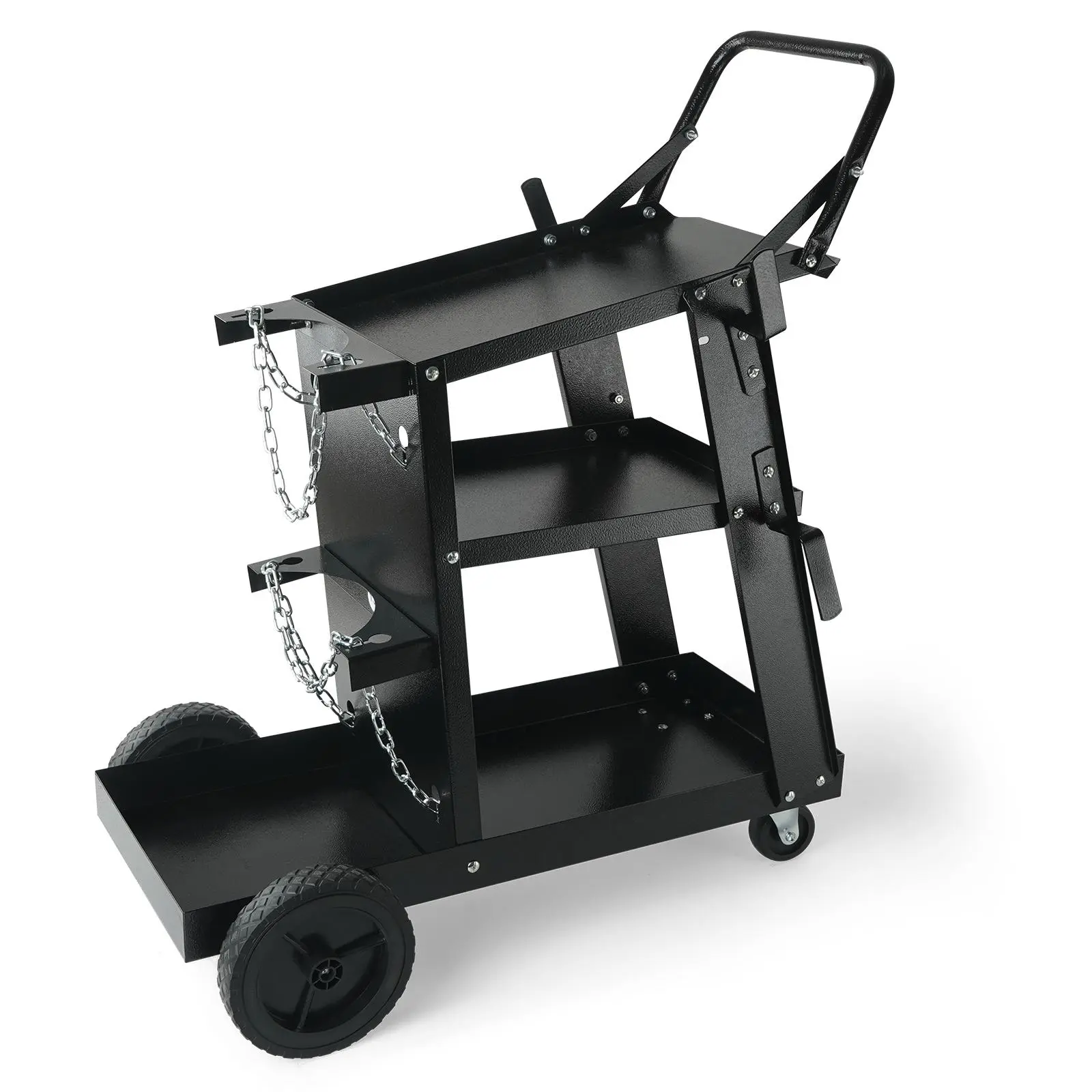 【Summerfinds】VEVOR Welding Cart,  3-Tier Welder Cart Heavy Duty with 400 Lbs Weight Capacity, 360° Swivel Wheels, Tank Storage Safety Chains, Rolling MIG Welder Cart for TIG, ARC, MMA, Plasma Cutter Welding Machine