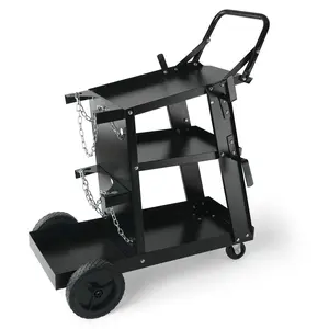 VEVOR Welding Cart,  3-Tier Welder Cart Heavy Duty with 400 Lbs Weight Capacity, 360° Swivel Wheels, Tank Storage Safety Chains, Rolling MIG Welder Cart for TIG, ARC, MMA, Plasma Cutter Welding Machine