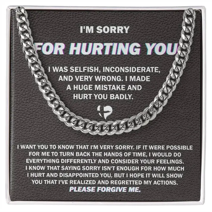 Apology Gift for Him - Sorry I Hurt You Badly, Please Forgive Me, I'm Sorry Gift For Him, Apology Gifts For Men, Im Sorry Card, Best Gifts For Men Anniversary Necklace