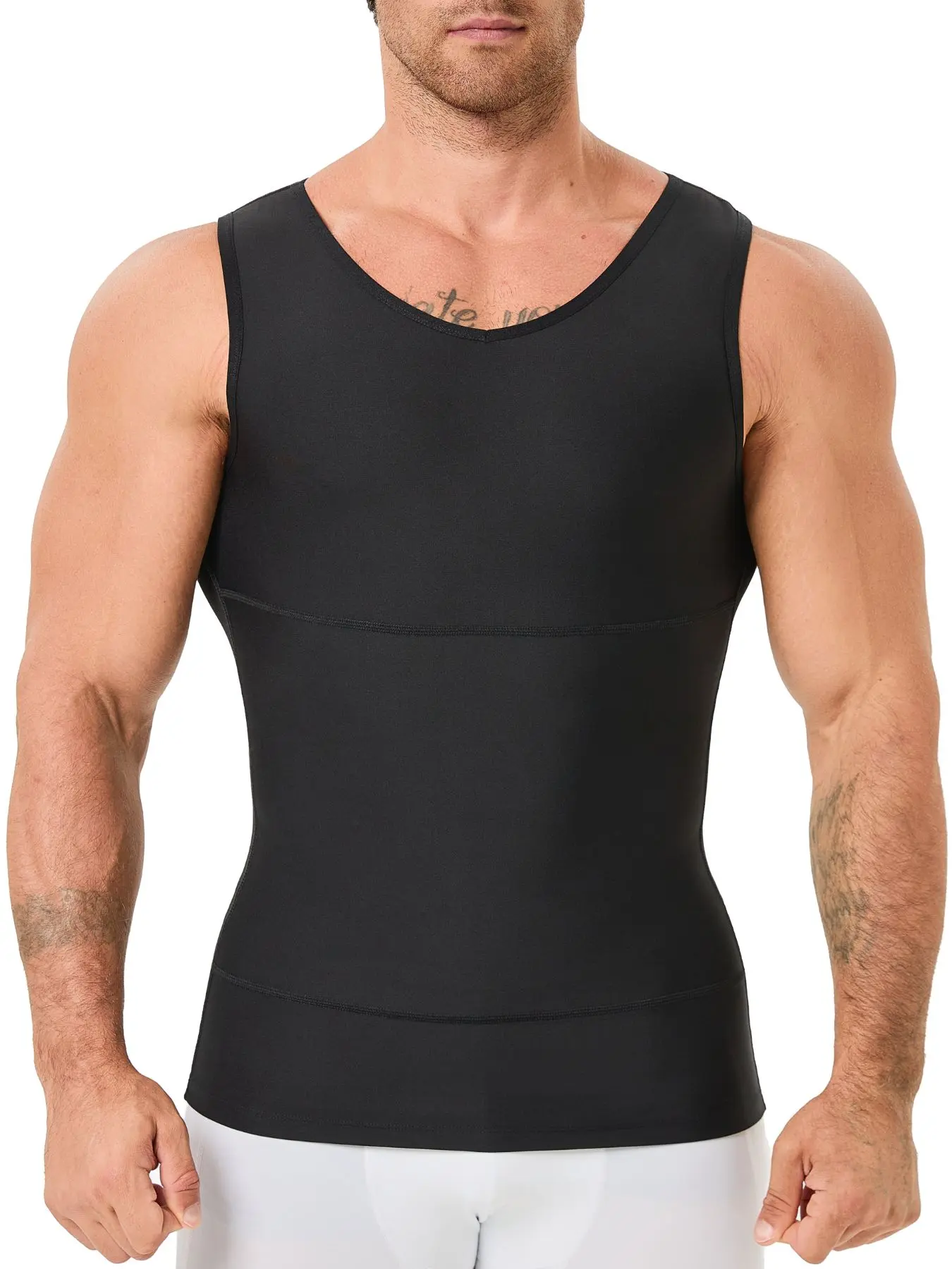 1/2/3 PCS V-neck Men's Compression Shirts For Body Shaper,Workout Vest Tight Fitting Tank Top,Body Shaping Undershirts Tank Stretchy Shapewear