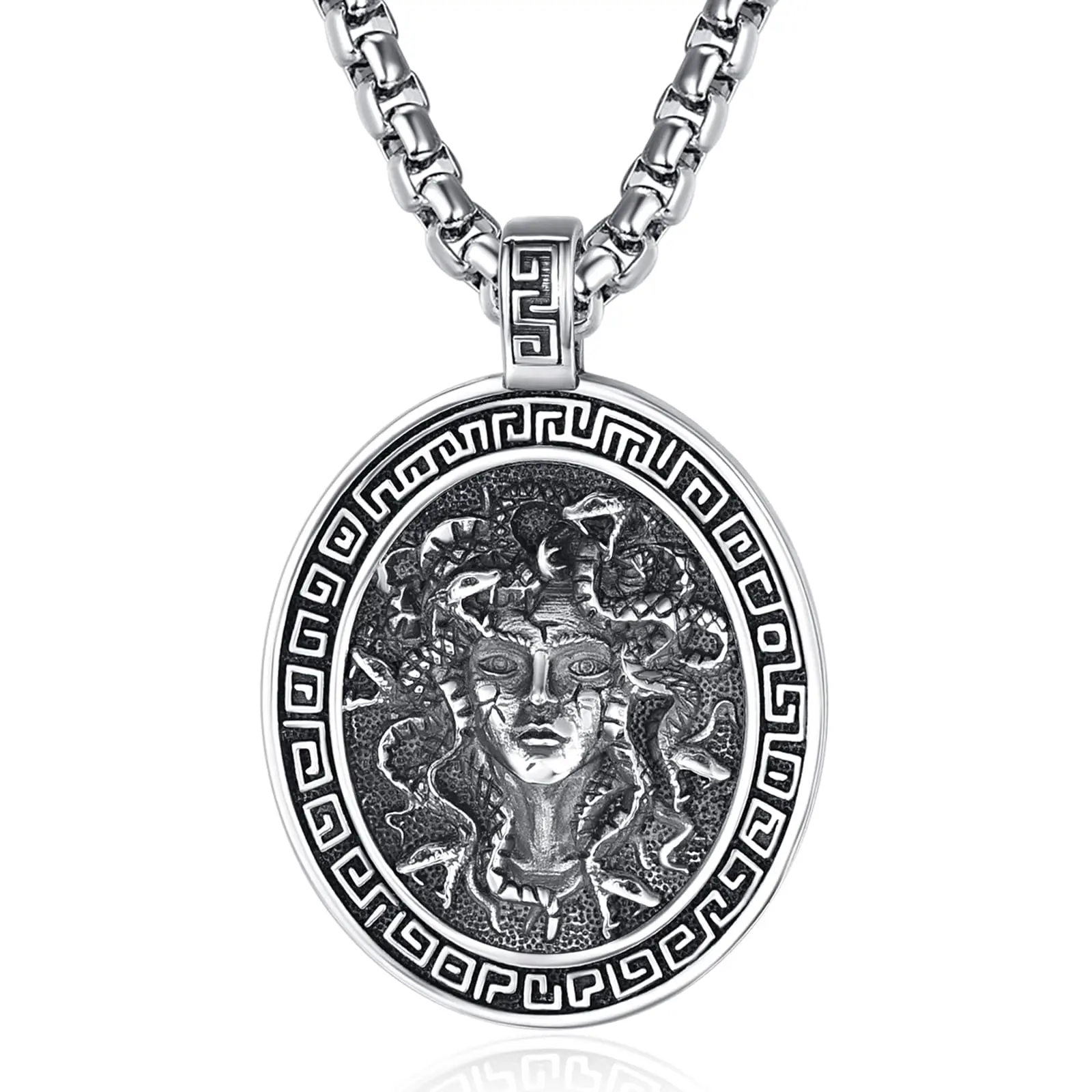 Medusa Necklace 925 Sterling Silver Greek God Necklace Amulet Pendant Necklace Greek Mythology Protection Jewelry Men Women Gift TikTokShopBlackFriday