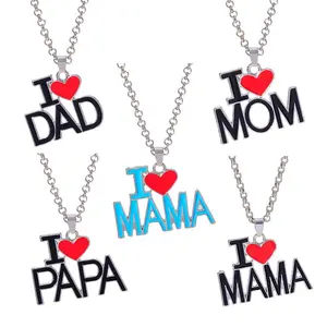 New Family Necklace DAD MOM MAMA PAPA Love Pendant Father and Mother's Day Pendant
