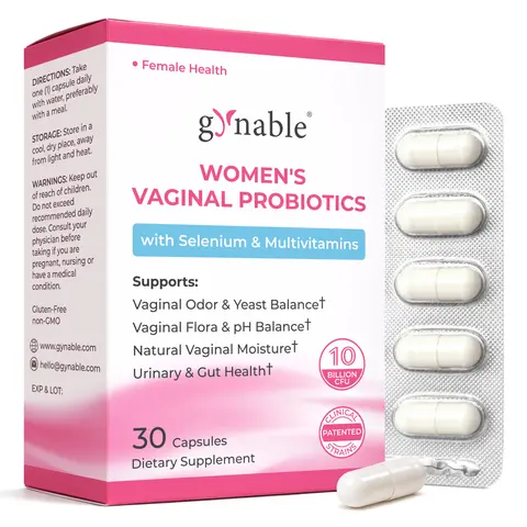 Gynable Women's Probiotics for HPV,BV,UTIs,Yeast,pH Balance,Odor,Bloating,Dryness,Tightening,Urinary,Gut Health,15-in-1 Patented SynBalance Femme Probiotic Blend,Prebiotics,Vitamin C,D,E,Folate,Selenium,10 Billion CFU Supplement #TikTokShopFallDealsForYou