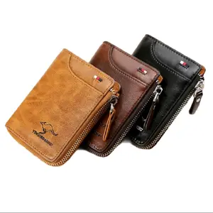 YUZUOYUAN Men's RFID Blocking Leather Wallet Credit Card ID Holder Zipper Purse Waterproof Brown & Black Options