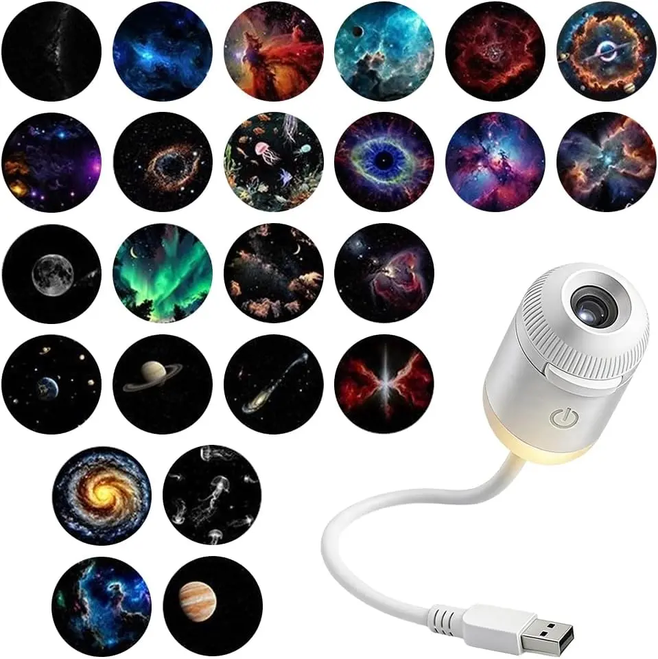 2-in-1 Galaxy Projector Decorative Night Light, USB-Powered Home Decor Lamp, Mini Light-Up Novelty Lighting for Bedroom Ceiling Wall