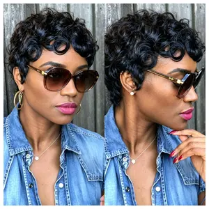 Pixie Cut Wigs Pin Curl Pixie Cut Wig Short Bomb Curly Wig  Short Pixie Cut Glueless Wigs    Perfect for Daily Wear and Fashion Wig for Black Women
