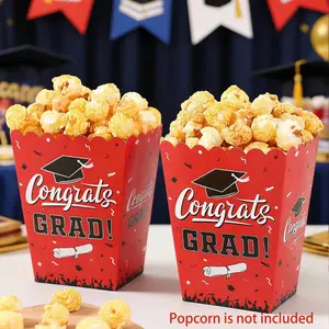 10pcs/set Graduation Celebration Popcorn Boxes, Graduation Party Gift Packaging Boxes, Graduation Gift Packaging Supplies, 2026 Graduation Party Decorations, Disposable Food Containers For Graduation Party, Tabletop Decor, Graduation  Decorations