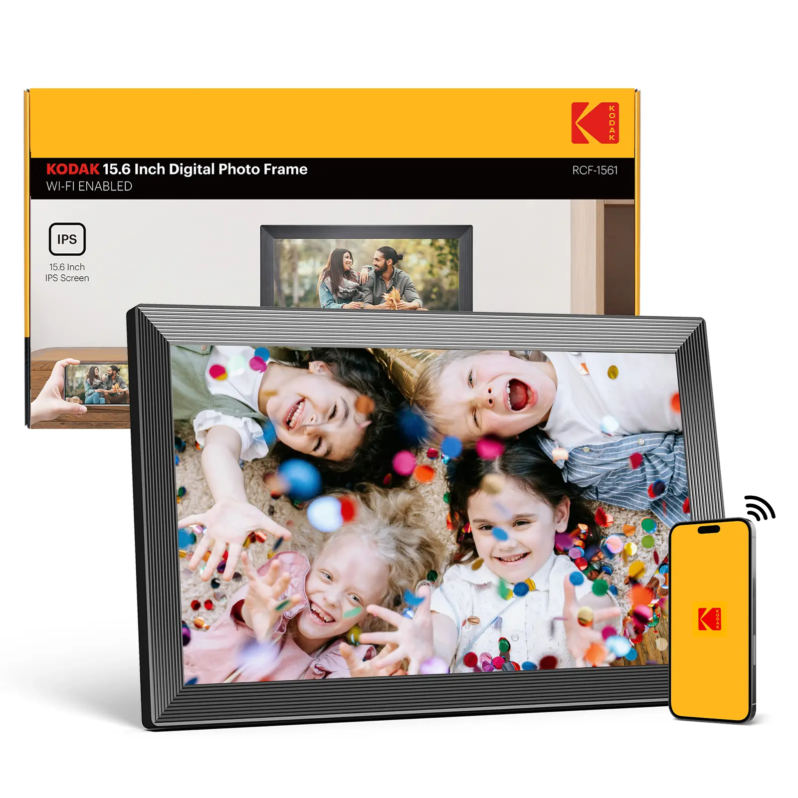 KODAK Digital Photo Frame (7–15.6 inch) Crisp 1280*800 IPS Display, 32GB Storage,Share 180s Videos &Photos Anywhere Touch Screen WiFi Digital Picture Frame Smart Frame Video Frame Home Decor Free Unlimited Cloud storage