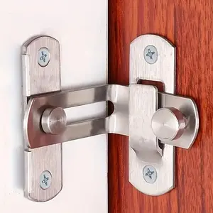 Stainless Steel Door Latch Bolt, 1 Count Right Angle Buckle Gate Slide Latch, Bathroom Door Screen Door Cabinet Sliding Latch Lock, Door Hardware