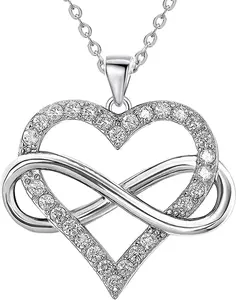Infinity Heart Necklace | 925 Sterling Silver Jewelry | Cubic Zirconia Pendant | Romantic Gift for Women | Anniversary Valentine's Day Present