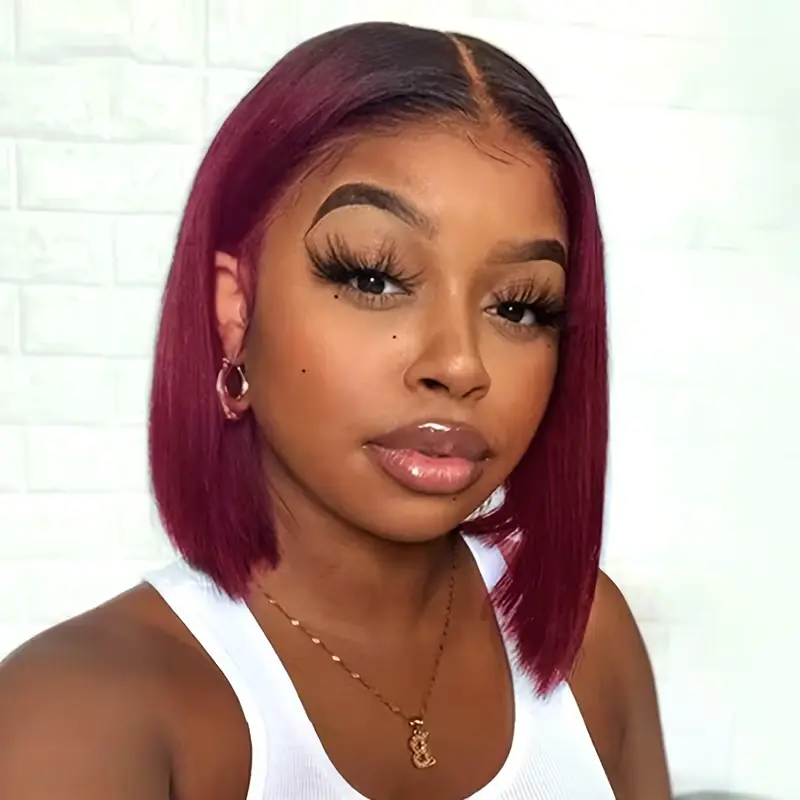 Wiggins Hair Ombre 1B/99J Straight BOB Wig Ready To Go 4x4 Lace Closure Wig And 13*4 Lace Frontal Bob Wig Human Hair Pre Cut Lace  Pre-plucked Glueless Wigs