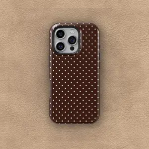 Brown Polka Dot, Y2K Style, Autumn Aesthetic 2-in-1 Cellphone Case Cover with Durable, Shock-absorbing, Protective, Stylish Design and Protection. Compatible with iPhone 17 16 15 14 13 12 11 Pro Max Pro Plus Samsung Galaxy S25 S24 S23 Ultra
